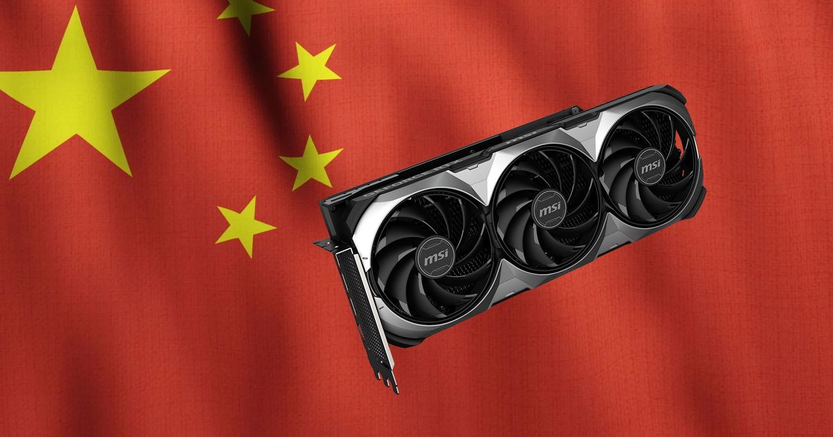GeForce RTX 4090 Ventus 3X on top of chinese flag waving