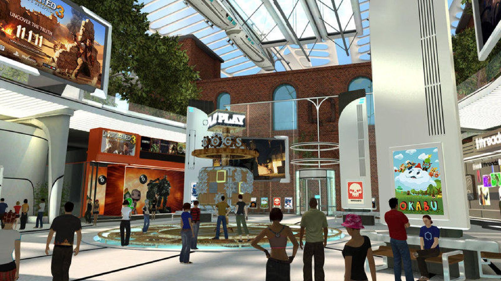 Avatars walking around a hub in PlayStation Home