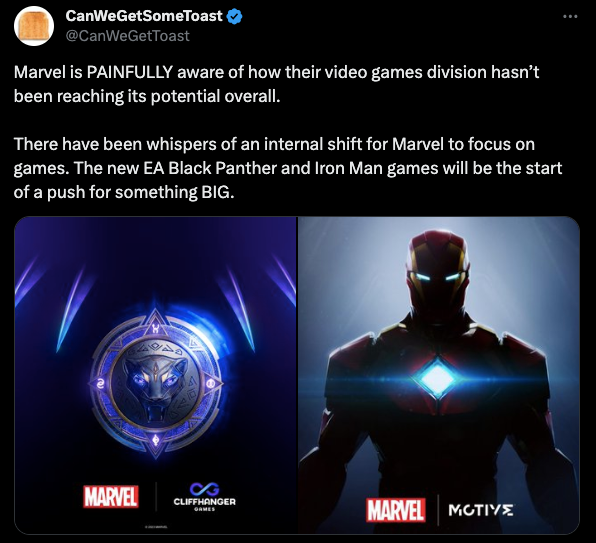 Gaming insider discusses Marvel's plans for game development.