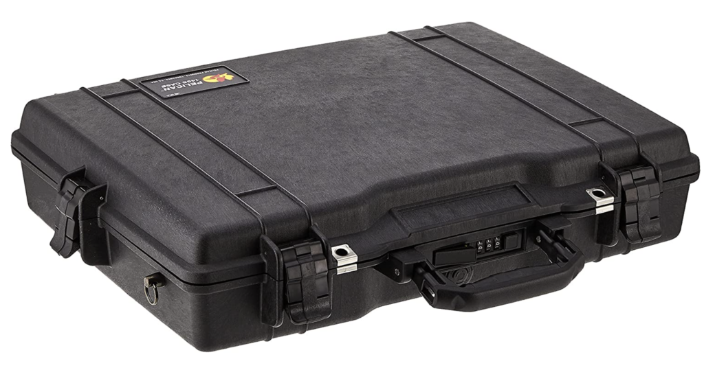 Pelican 1495 Case product image of a black tool box-style case.