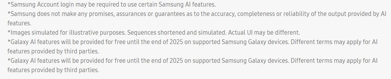 Samsung Galaxy AI free till 2025