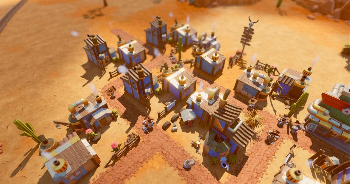 A small city in SteamWorld Build