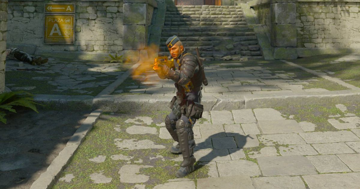 CS2 mic not working - An image of an in-game character shooting with a gun
