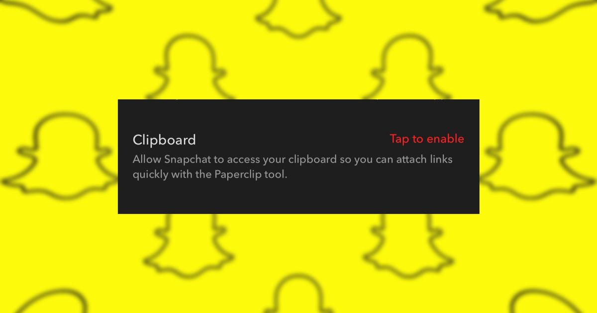 An image of the clipboard option on Snapchat