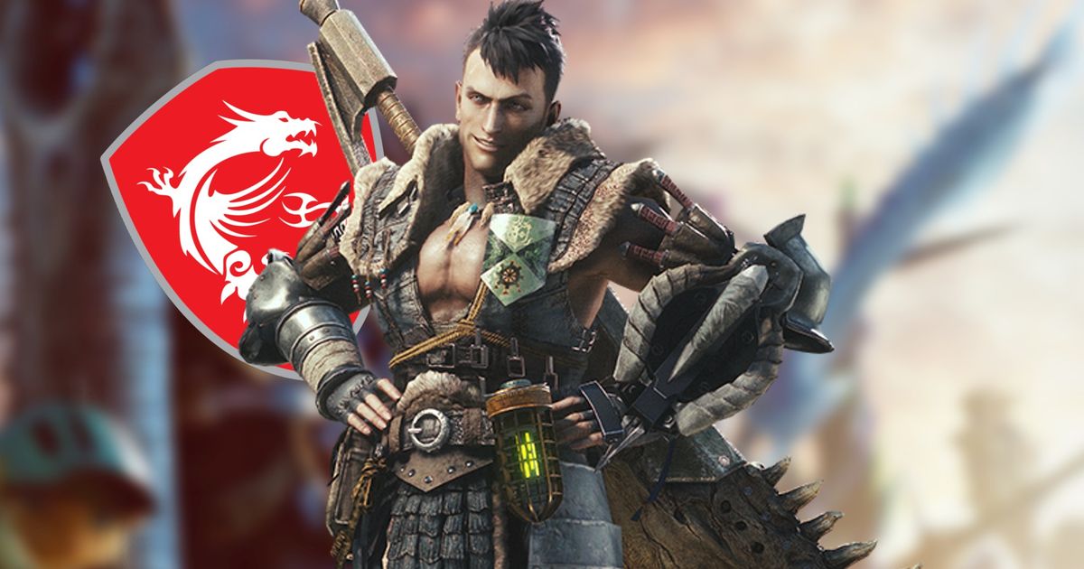 Monster Hunter World Field Team Leader in front of a blurred image and MSI logo