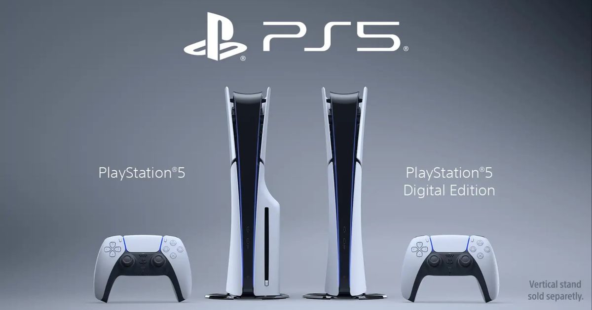PS5 Slim consoles. One has a disk drive, while the 'digital edition' does not.