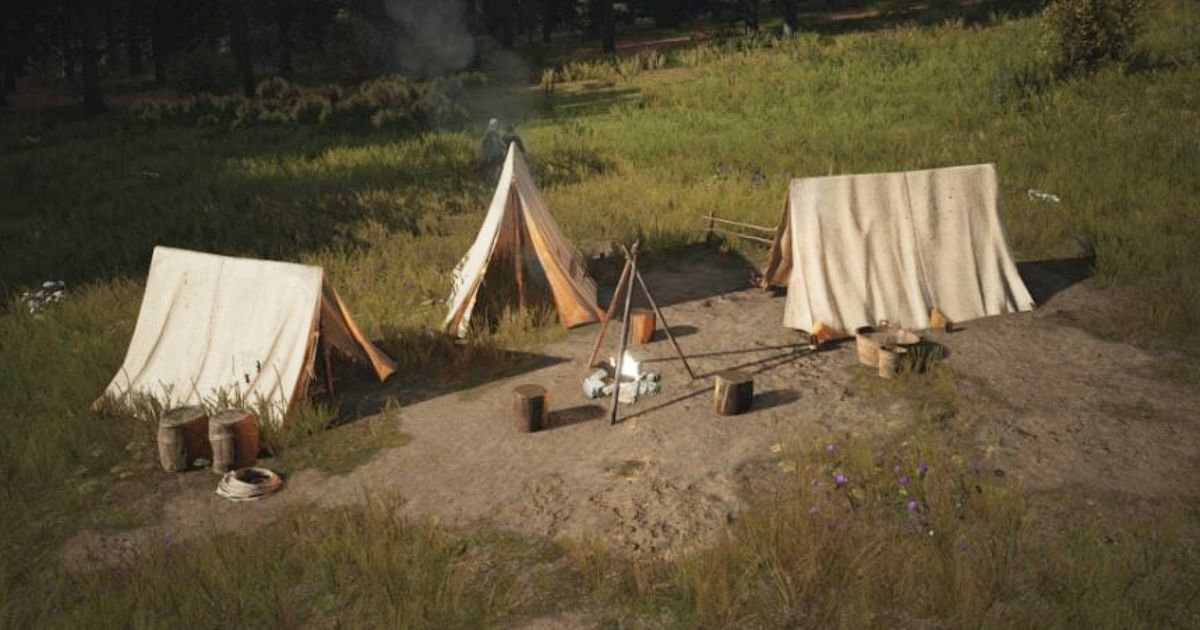 A homeless camp in Manor Lords