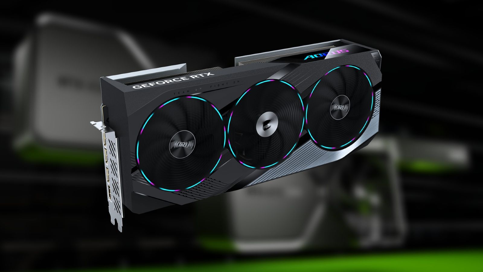 Gigabyte 4070 Ti Super in front of the 40-Series Super press image