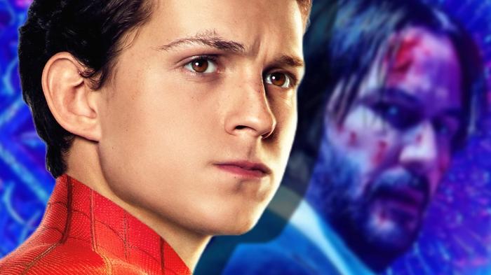 Tom Holland Spider-Man 4 next to a picture of John Wick