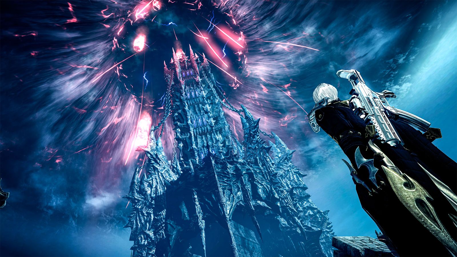 A Lost Ark character standing beneath an enormous dark tower