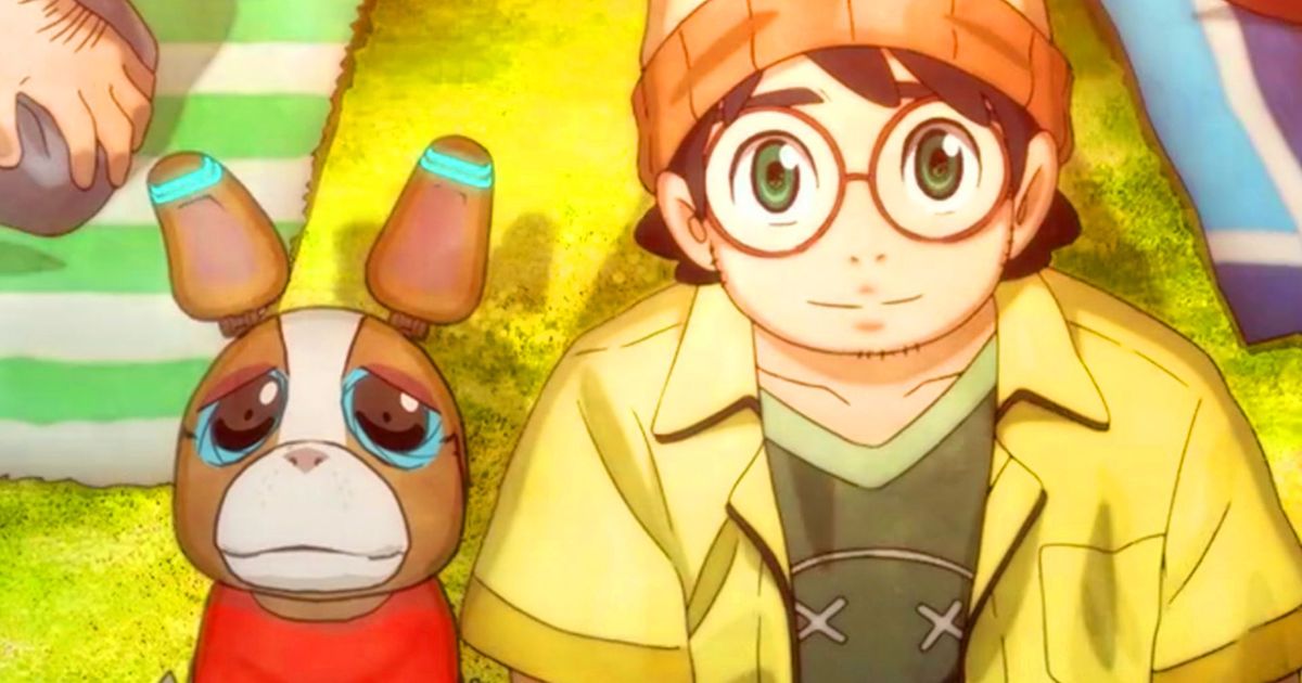A screenshot from Netflix anime series Dog and Boy, a show criticised for its use of AI art 