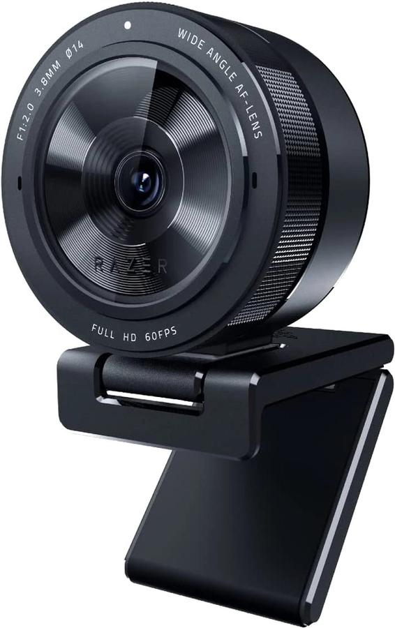 Razer Kiyo Pro product image of a circular black webcam.