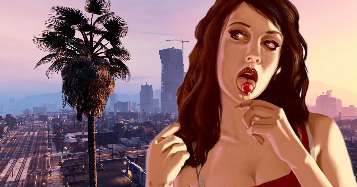 Grand Theft Auto pop art model eating a lollipop 