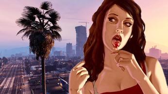 Grand Theft Auto pop art model eating a lollipop 