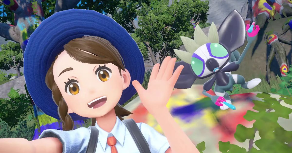 pokemon scarlet and violet 60 fps mod a trainer takes a selfie with her pokemon