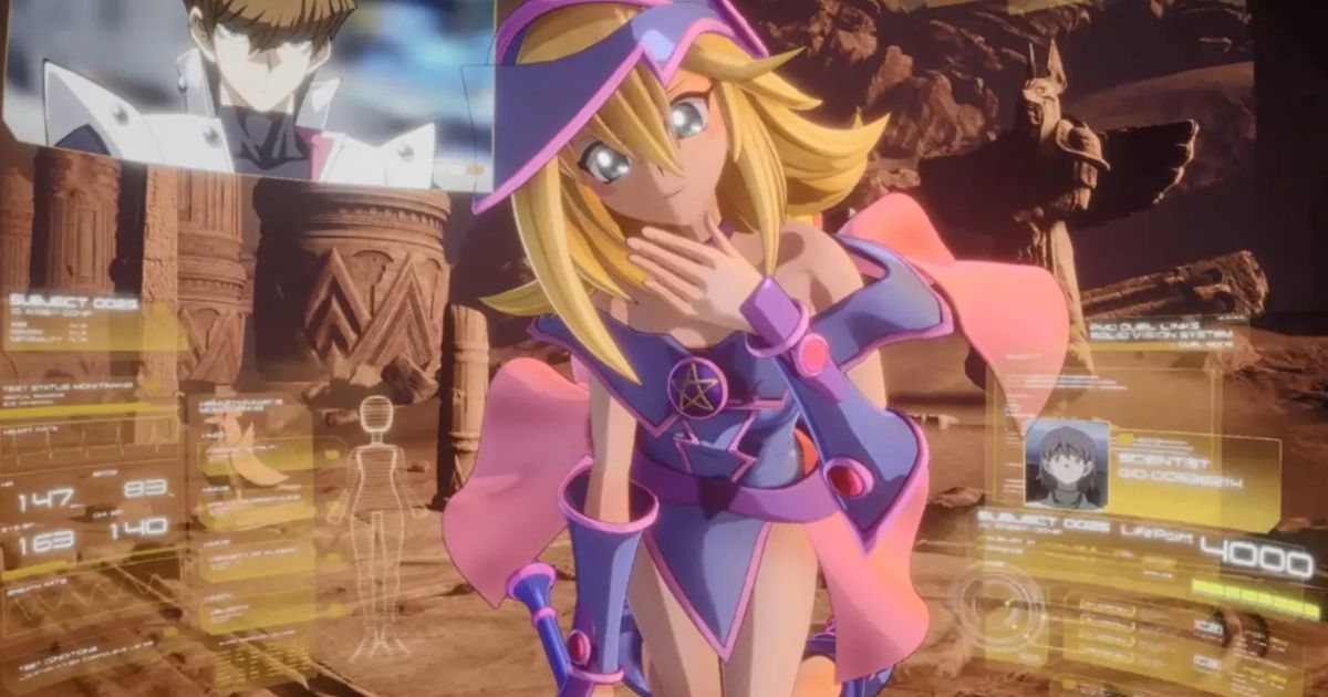 Yu-gi-oh VR gameplay on Meta Quest 3 showing Dark Magician Girl in first person 