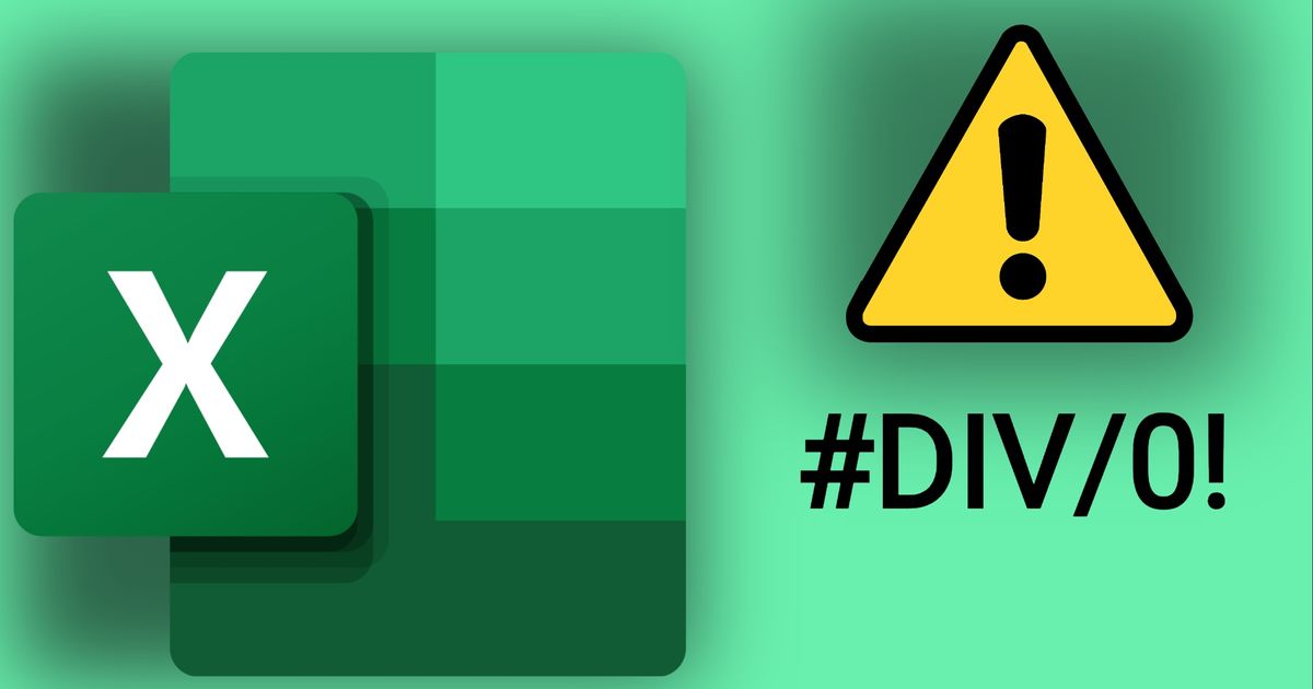 Microsoft Excel logo alongside a warning symbol and '#DIV/0!'