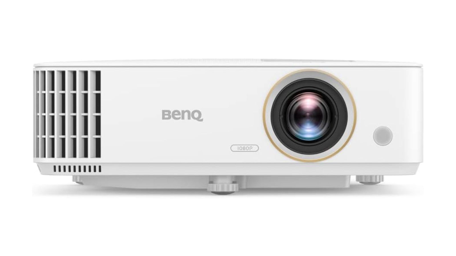 BenQ TH685P product image of a white projector with the lens on the left side and ventilation on the right.