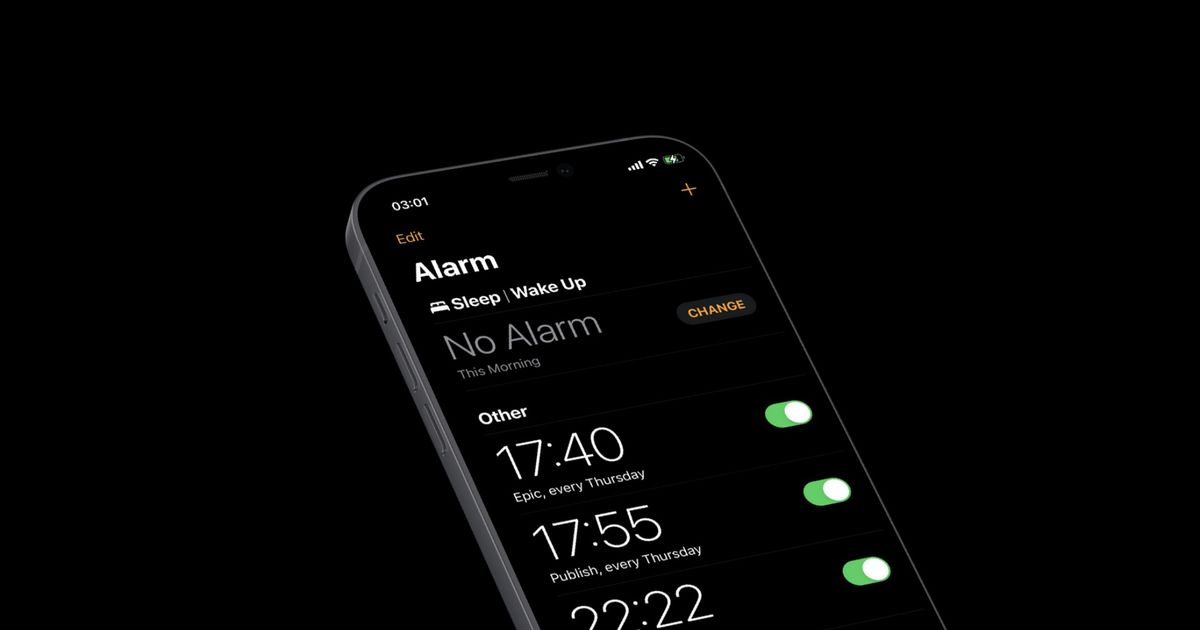 An image of settings multiple alarms on iPhone to change the snooze time