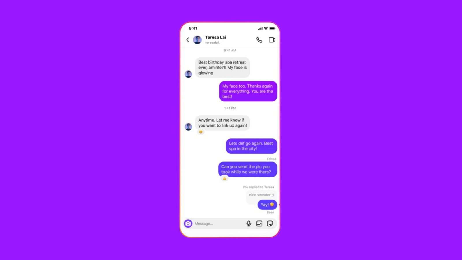An Instagram DM image that shows how to half swipe to read messages without being seen