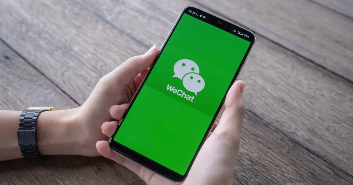 A phone user on the WeChat app.