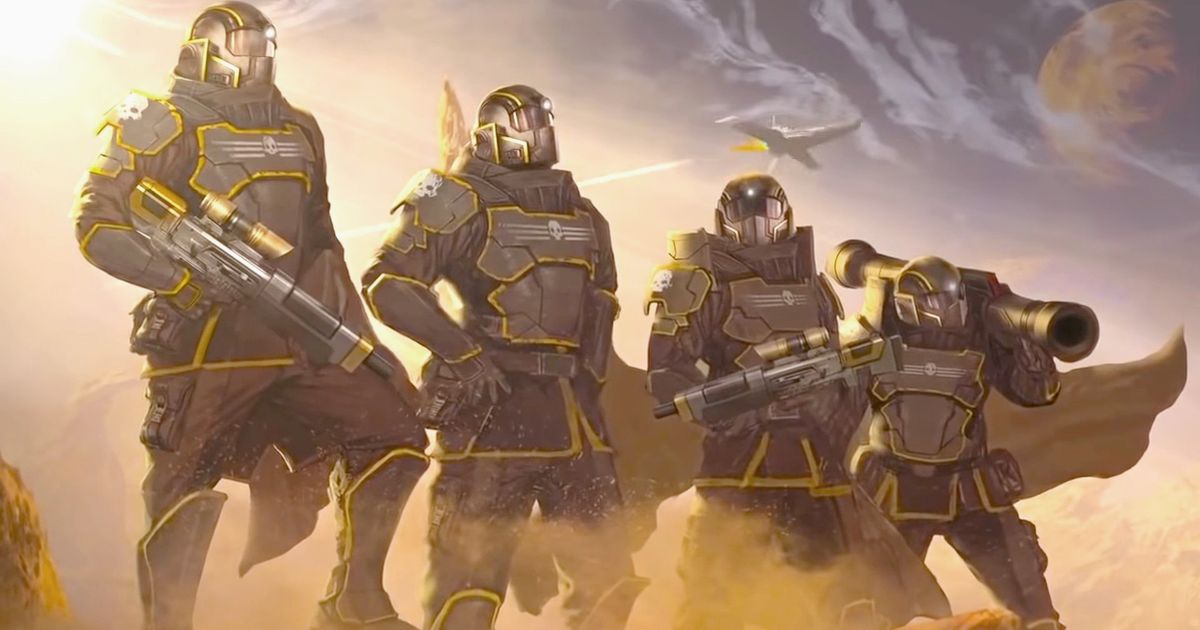Helldivers 2 "Failed to connect to server" - An image of four character from the game standing with guns in hand