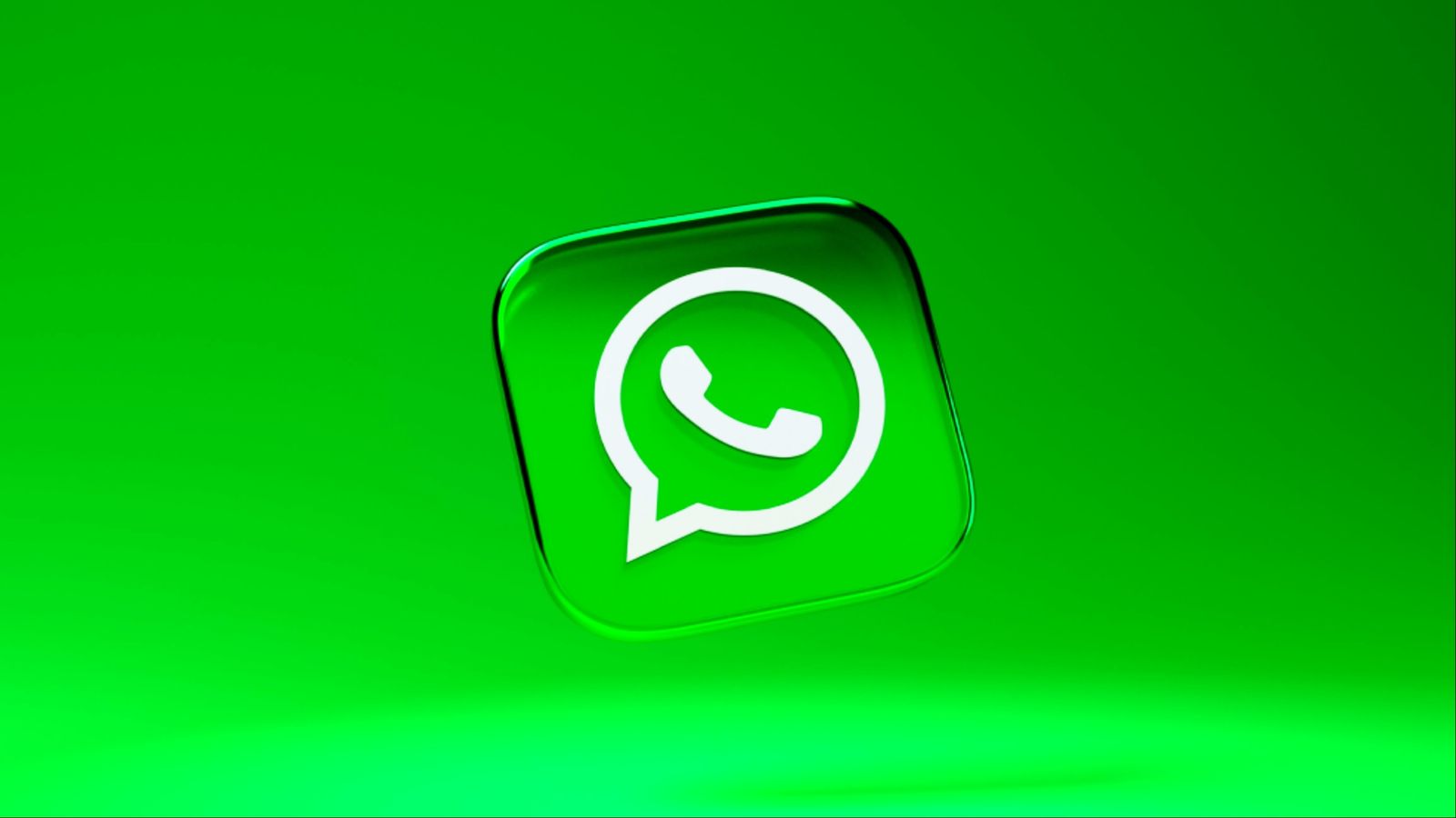 3D WhatsApp logo on a lime green background