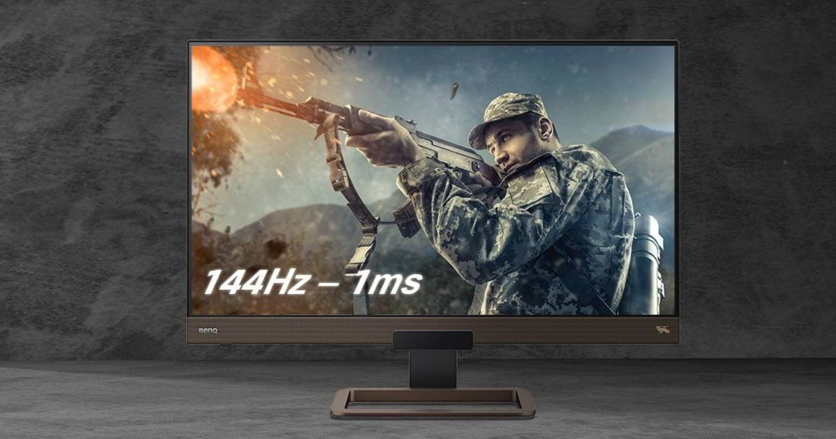 Image of a BenQ monitor featuring a solider in camo shooting a gun on the display.
