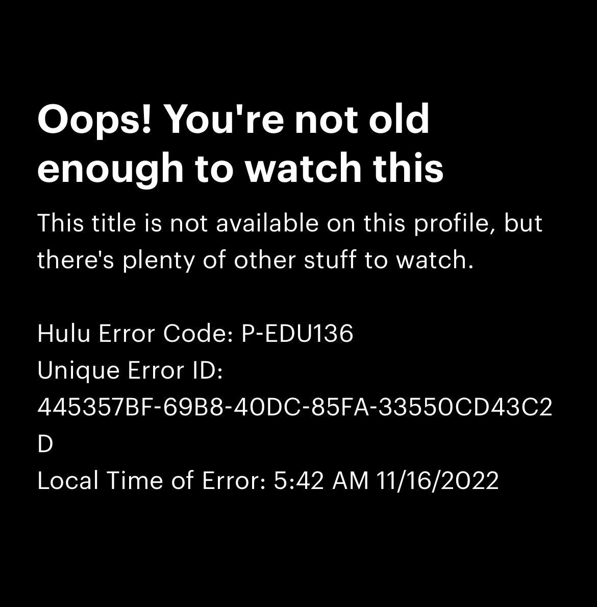 Hulu error code P-EDU136 - How to fix