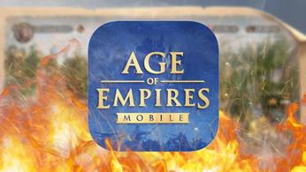 The age of empires mobile logo on fire 