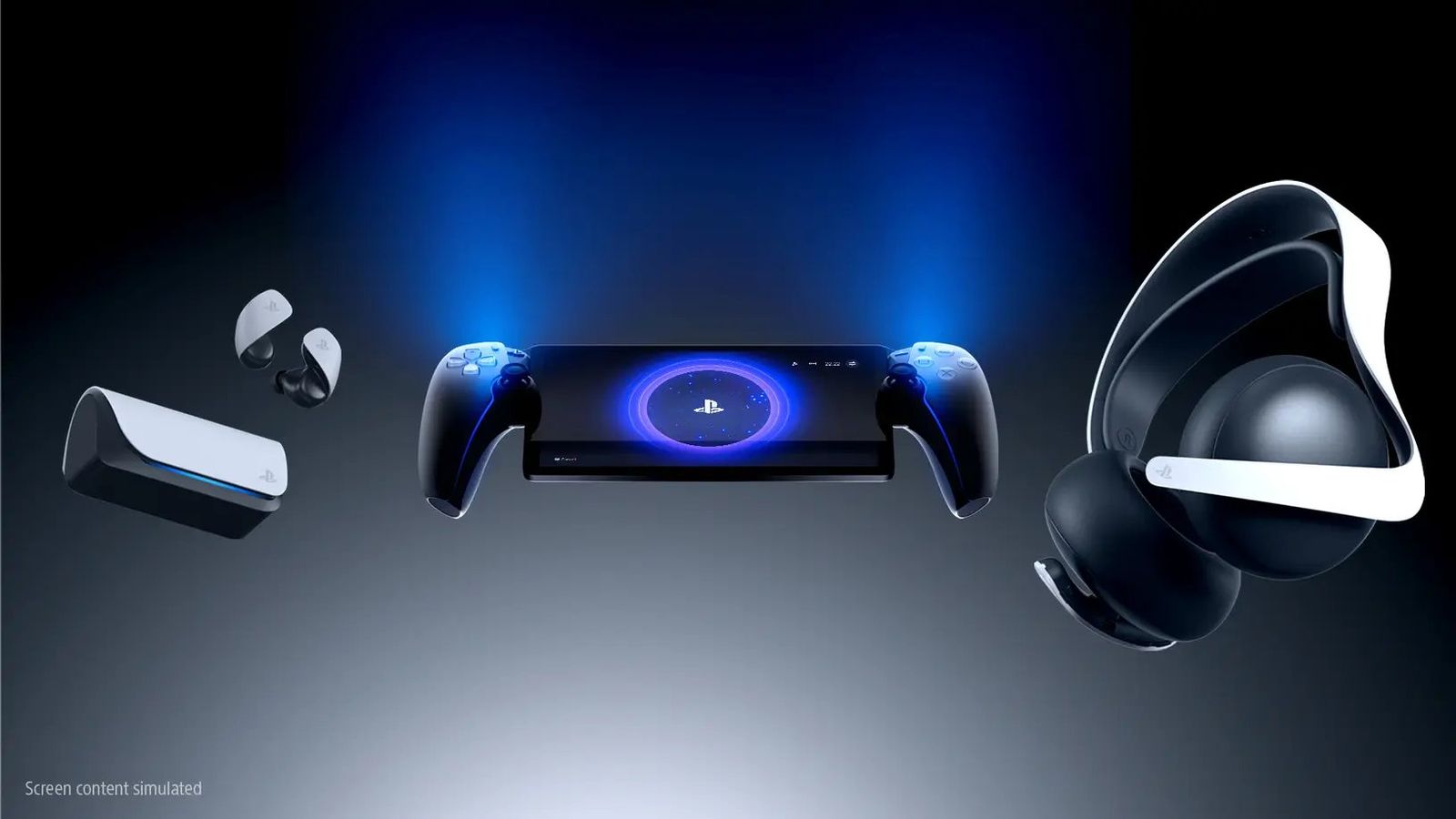 The PlayStation Portal is showcased alongside other accessories.