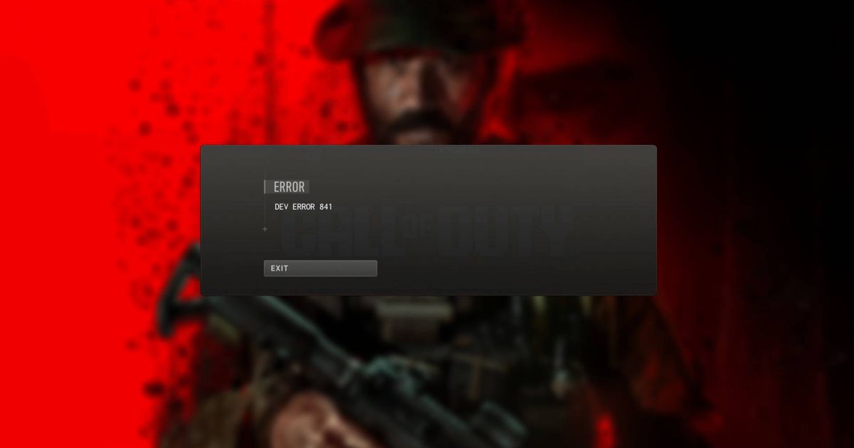 An image of the dev error 841 dialog box in MW3