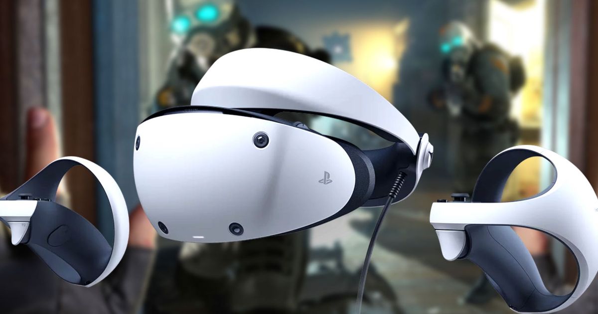 A PSVR 2 VR headset on a half life Alyx screenshot to signify official PC support 