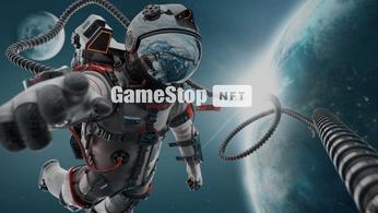 GameStop NFT artwork with an astronaut coming towards a POV camera