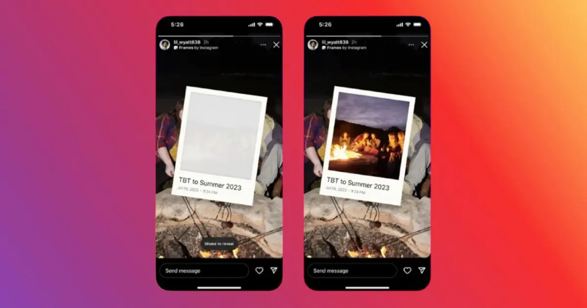 An image of the Instagram "Shake to reveal" sticker