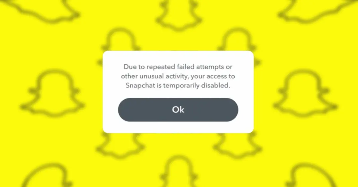 An image of the Snapchat access temporarily disabled error