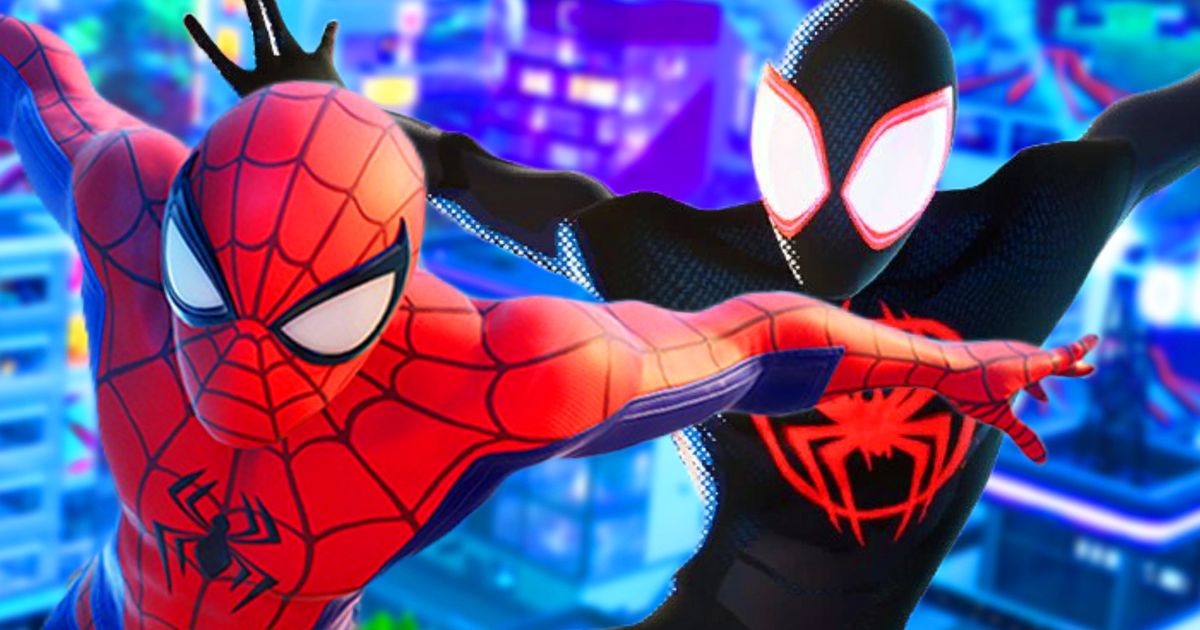 fortnite spider-man crossover cartoony looking marvel games