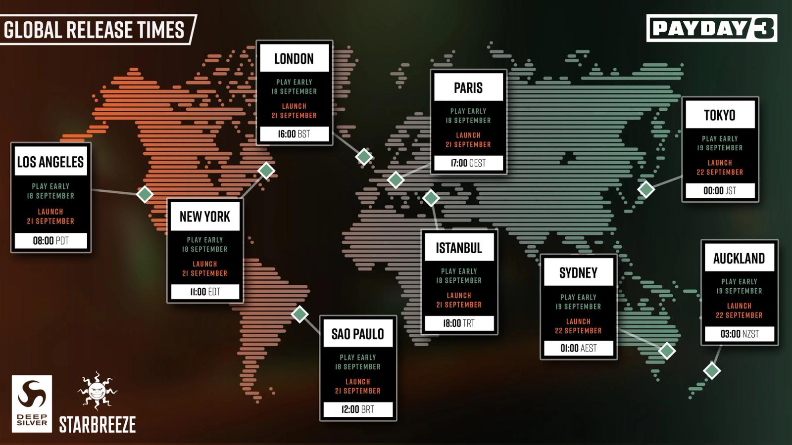 Payday 3 release time - timetable