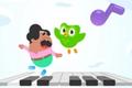get Duolingo Music - An image of the Duolingo mascot owl and a piano