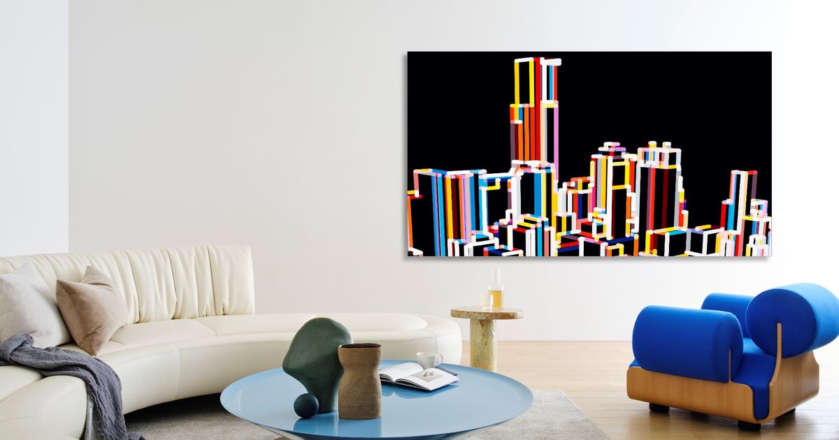 Samsung 2023 qd-oled TV on the wall of a living room