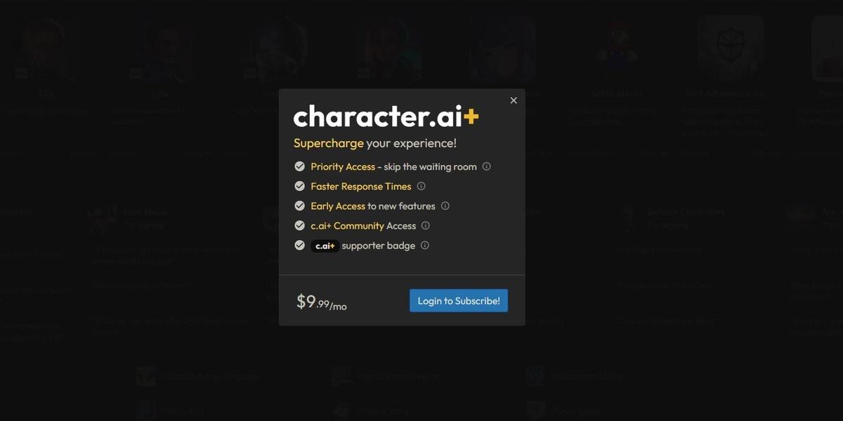 Character AI plus price features character ai plus ad