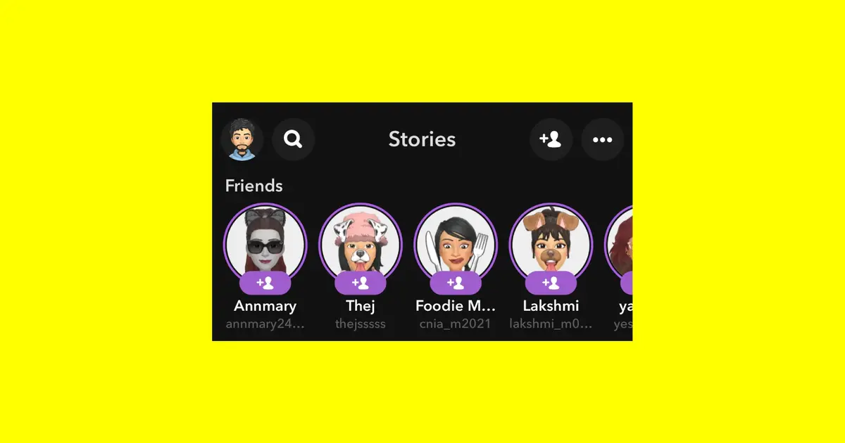 stop Snapchat friend suggestions - An image of the Stories tab within the Snapchat app