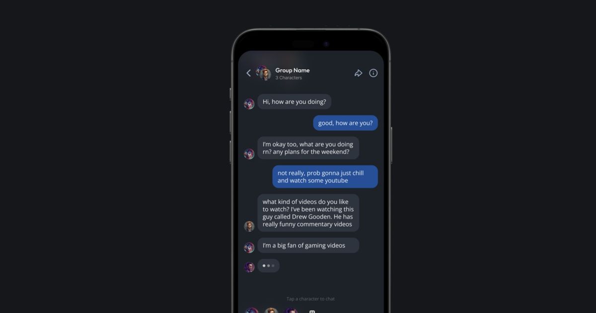 Character AI chat error - An image of a Character AI chat on a mobile phone