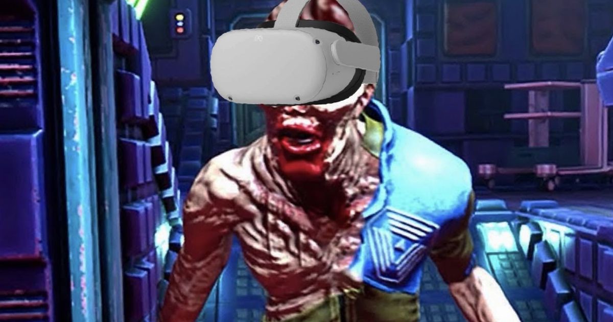 System Shock Remake VR enemy wearing a meta quest 3 headset