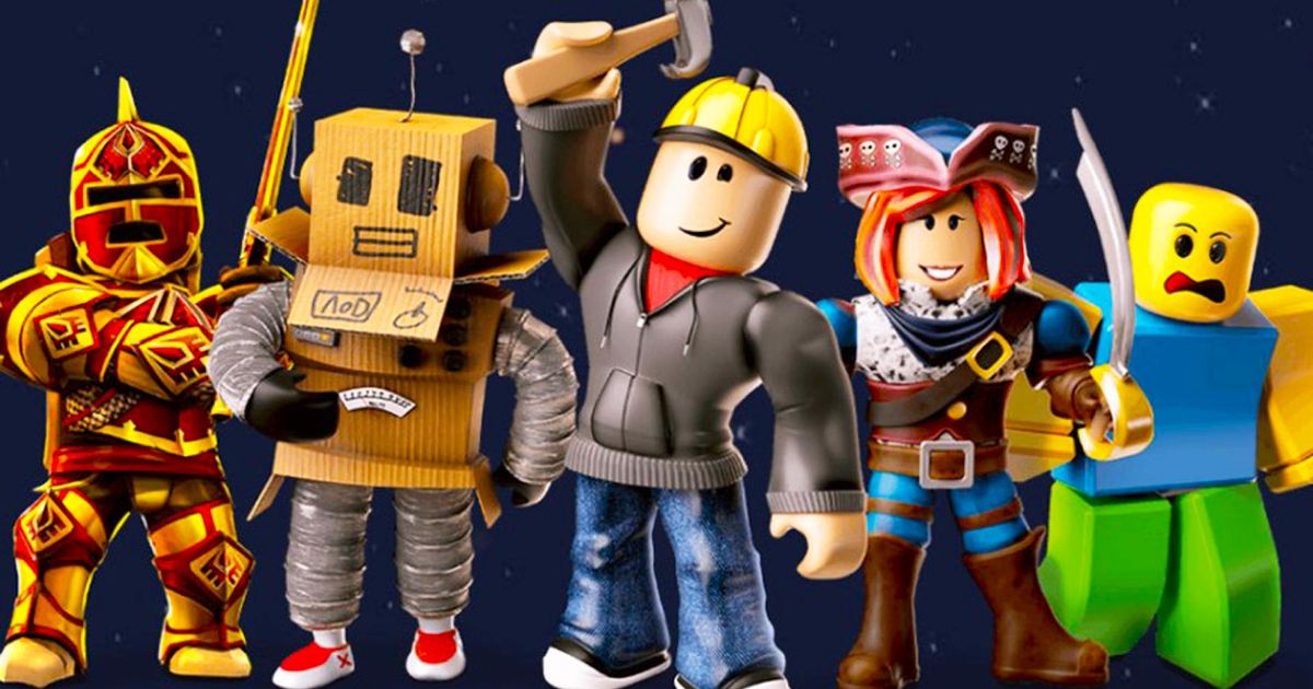 Lineup of various Roblox characters