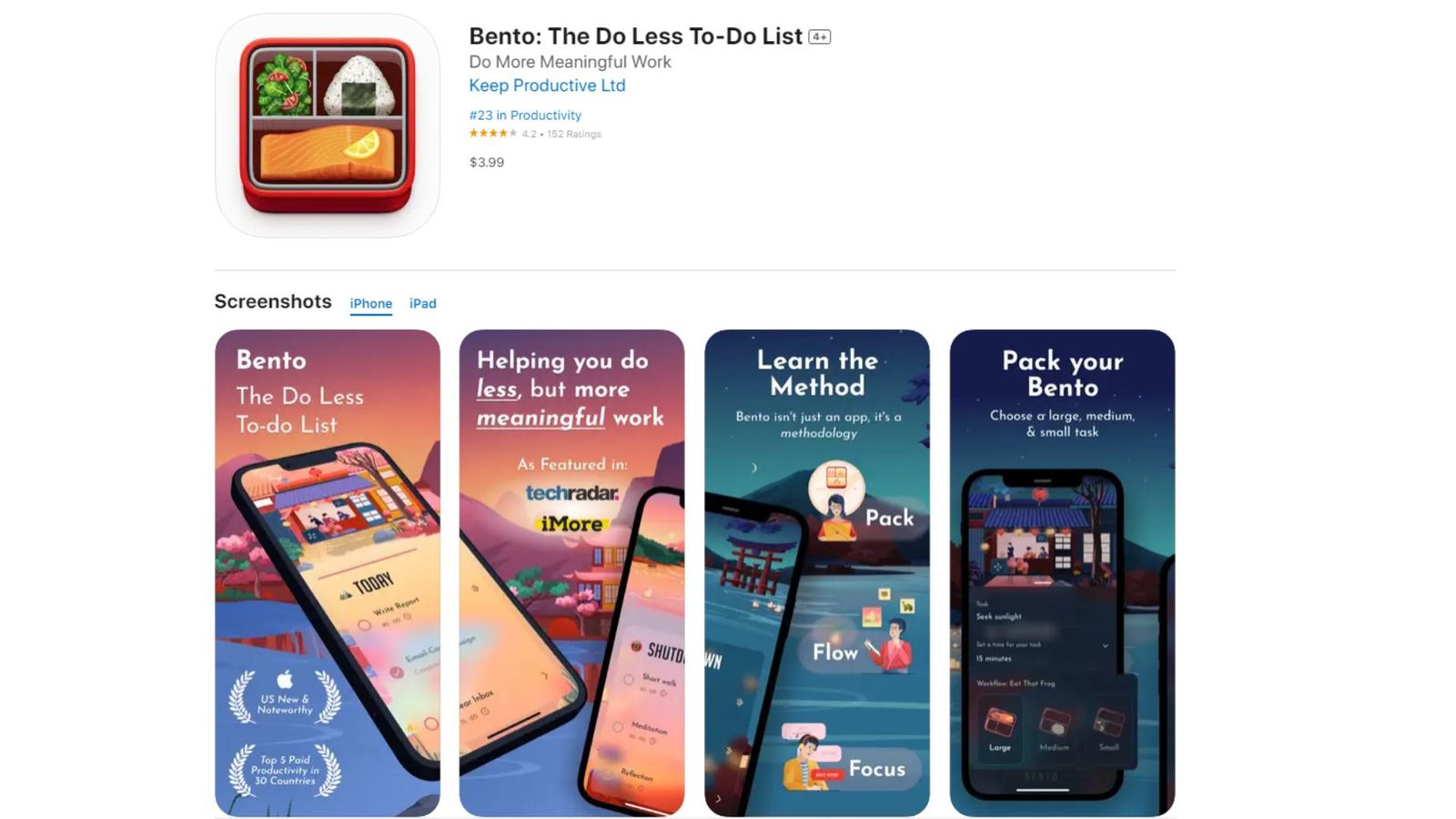Bento: The Do Less To-Do List App Store