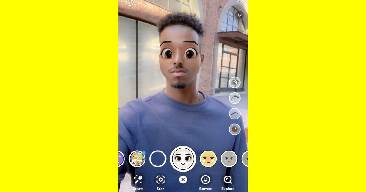 How to send a Snap with Cartoon Face Lens on Snapchat - An image of the said lens