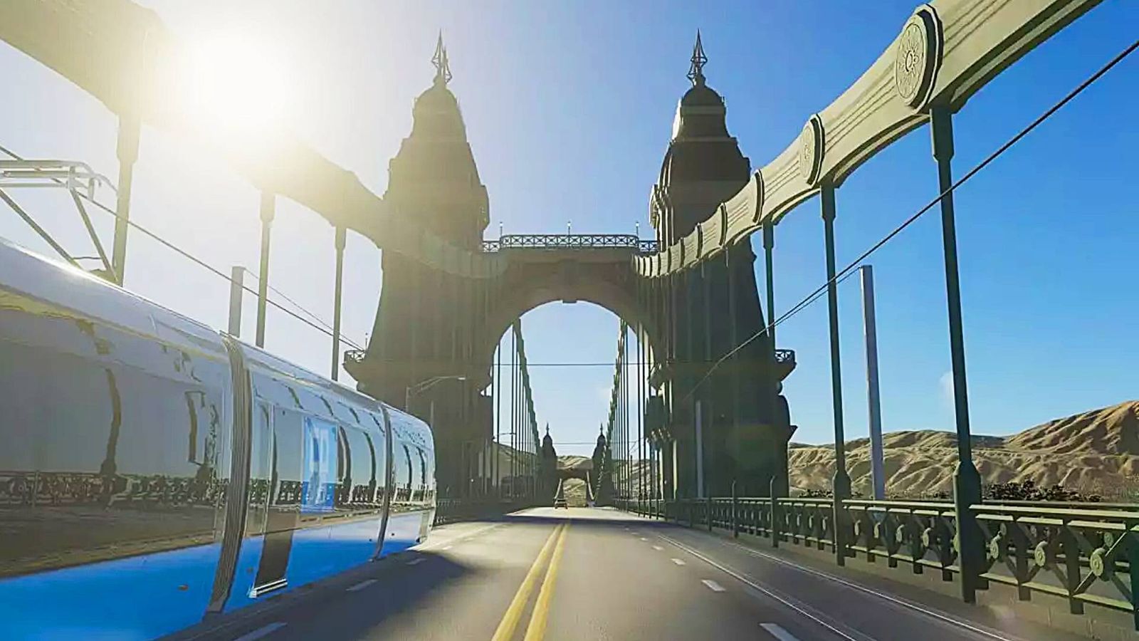A bridge with a tram in Cities: Skylines 2