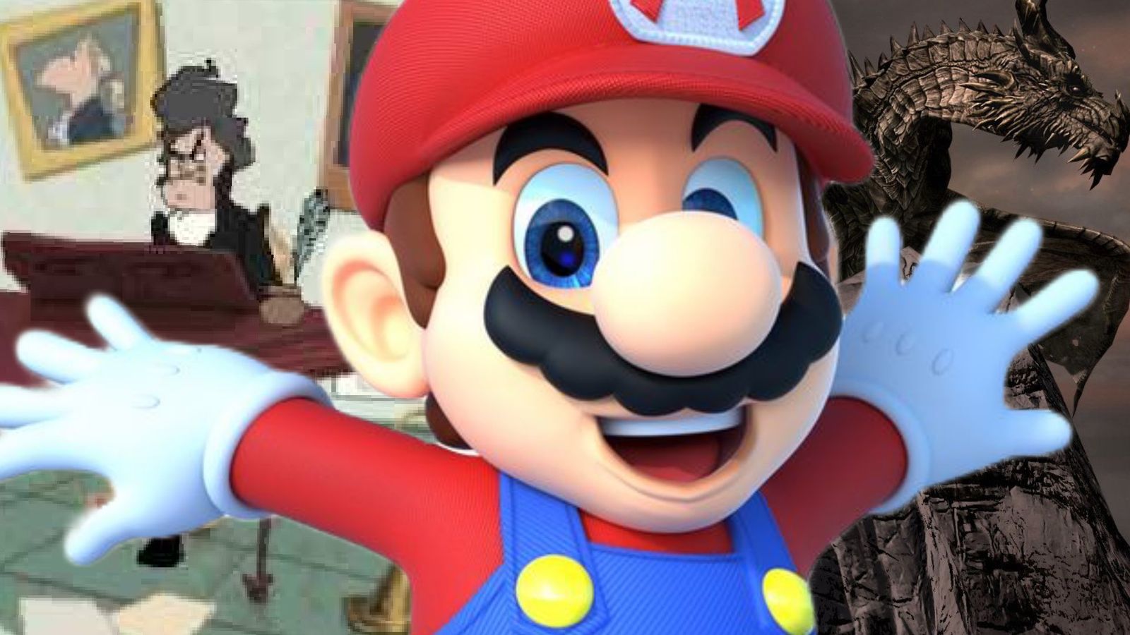 Charles Martinet’s weirdest roles - Mario on a background of Paarthunax and Beethoven 