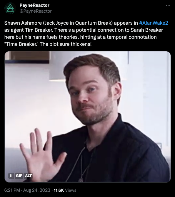 PayneReactor claims Shawn Ashmore will be in Alan Wake 2.